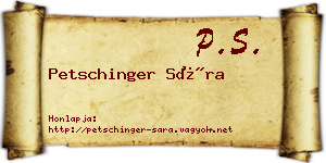 Petschinger Sára névjegykártya